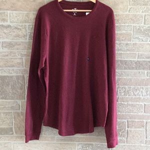 Hollister Icon Waffle Crew Burgandy Long Sleeve